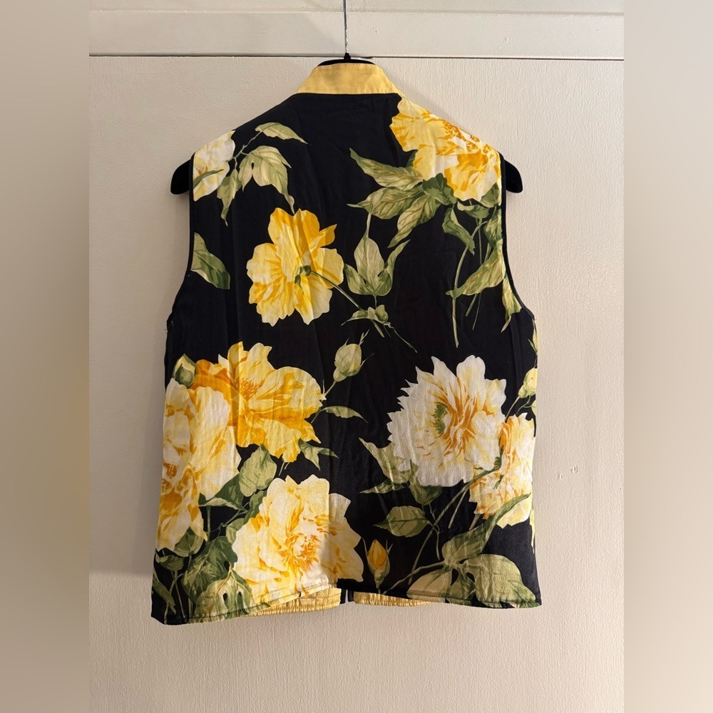 St. John Black Yellow Sport Floral Double Sided Vest Small - Picture 5 of 5